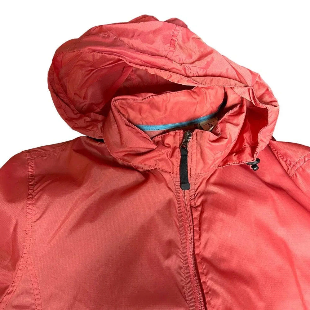 Vtg LL Bean Full‎ Zip Women XL Windbreaker Jacket Salmon Pink Hooded Coat 0BUX3 - Picture 14 of 15